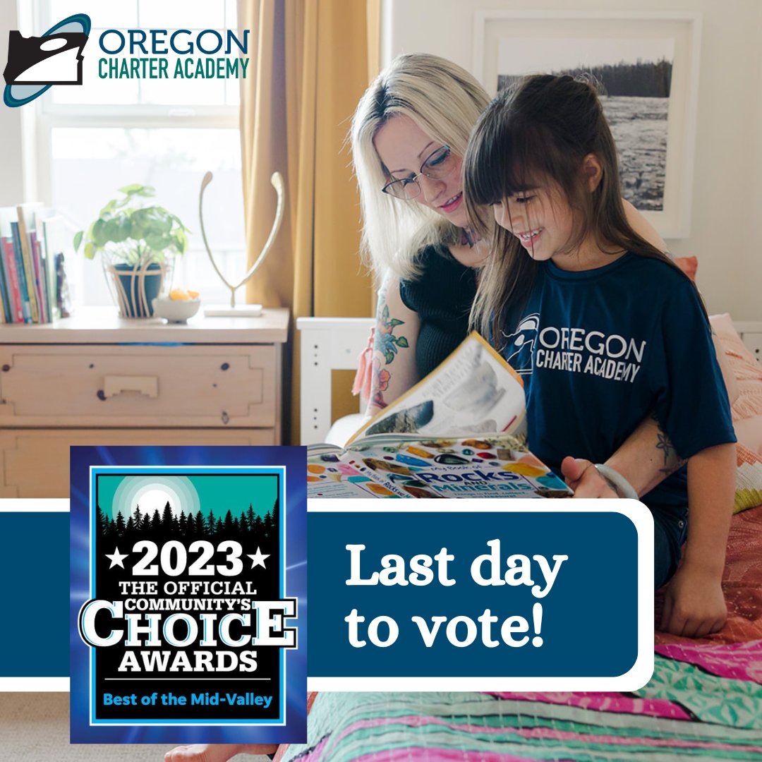 Today is the last day to vote in Best of the Mid-Valley!

Go to statesmanjournal.gannettcontests.com/2024-Best-of-t…

#oregoncharteracademy #ORCA #onlineschool #onlinelearning #onlineeducation #virtuallearning #virtualeducation #bestofthebest bestcharterschool #BestoftheMidValley #BOMV #bestpublicschool