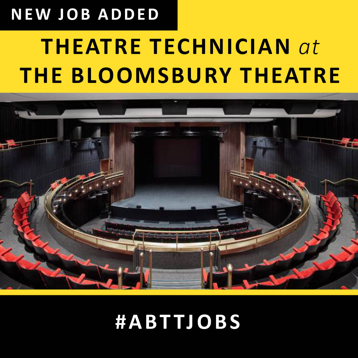 The Bloomsbury Theatre and Studio are looking for a multi skilled technician to join the team and work in their recently refurbished 541 seat Theatre and 70 seat studio.

Find out more and apply here: abtt.org.uk/jobs/theatre-t…

#ABTTjobs #TheatreJobs #Artsjobs #BackstageJobs