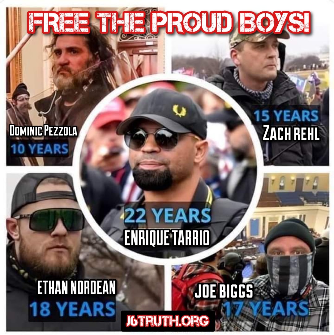 JakeLang's tweet photo. SPEAKER JOHNSON & ALL OF THE OTHER STAGNANT SPINELESS GOP MEMBERS OF CONGRESS:

While you sit in your lofty positions of power, making up new 𝗣𝗔𝗧𝗛𝗘𝗧𝗜𝗖 𝗘𝗫𝗖𝗨𝗦𝗘𝗦 daily as to why you cannot help the January 6 patriots - my brothers & their families SUFFER!!

Your refuse to do your Constitutional duty: to bring a CHECK to the power of the Judicial & Executive branches!! They have run away 𝗗𝗥𝗨𝗡𝗞 𝗪𝗜𝗧𝗛 𝗣𝗢𝗪𝗘𝗥 and you say by and watched.

Here is a list of solutions that will remedy the grave injustice that Biden's WEAPONIZED DOJ has perpatrated against the Proud Boys & J6 Political Prisoners:

1. File articles of impeachment on every Federal Judge that has sentenced a J6er to more than 10 years in prison immediately. Use the Judicial Oversight Committee (that's what it's for!)

2. Move to DISBAR the overzealous Federal Prosecutors who have Selectively Prosecuted the J6ers

3. Form a new, geniune January 6 Select Committee and call January 6ers & all FBI Whistleblowers to testify. (Expose the real Democrat operatives and preparators behind J6)

4. Start doing monthly public marches, protests and rallys on the behalf of January 6ers! Put FREEDOM back into the FREEDOM CAUCUS!! 

We have NEVER seen a single lawmaker attend a January 6 trial or sentencing, and the Courthouse is right across the street from your offices!!! Shameful!! 

GET INVOLVED YOU LAZY BUMS!!!

#FecklessGOP #Cowards #WeThePeople

Please support the Proud Boys GiveSendGo Fundraisers: 🇺🇲

https://t.co/uT5TECARIG

https://t.co/Hc3Xl1NCi4

https://t.co/3zbGg7I5BL
Enrique Tarrio

https://t.co/ob8pvoAGq9

https://t.co/oRwEnOT8YA