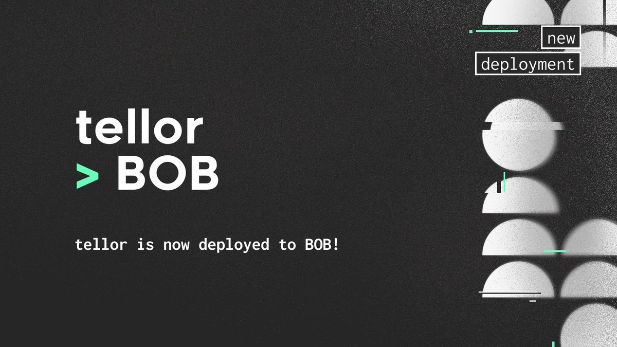 Tellor has deployed to BOB! 💪Happy to inject a little dose of censorship-resistance oracle data into this exciting new L2 network, @build_on_bob! tellor.io/blog/tellor-de…