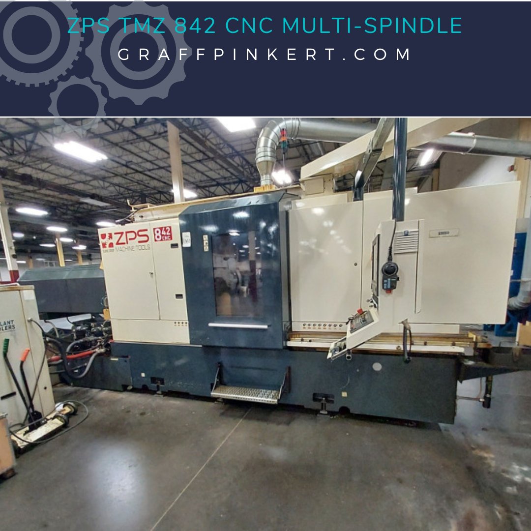 USED MACHINE FOR SALE: ZPS TMZ 842 CNC Multi-Spindle with 8 Spindles, 42mm Capacity, Siemens 840D control, 3 Y-Axes and Stock Reel and Stand. Info: ow.ly/UnLS50QKL7j or call 708-535-2200.

#machinesforsale #manufacturing #machinerydealer #machining #usedmachines