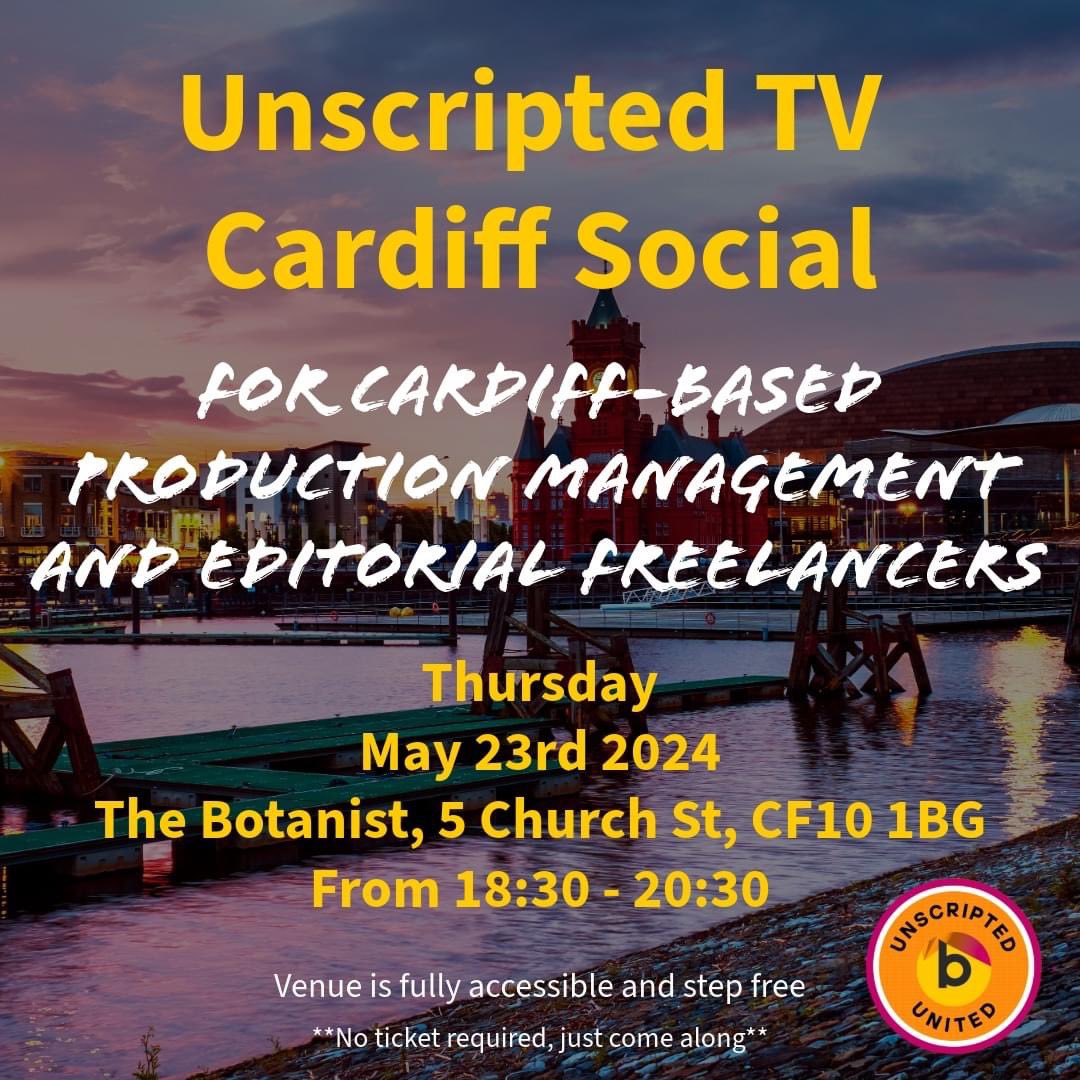 tom dix | Getting into TV podcast (@tomdix_) on Twitter photo 🚨 Cardiff TV people 🚨
Anyone in unscripted TV in Cardiff fancy a networking event this Thursday to meet and chat to new people? 📺
📍 The Botanist
🕧 18:30-20:30
🗓️ 23/05/2024
It’s open to members and non members of <a href="/UnscriptedBectu/">Unscripted TV Union (part of Bectu)</a> too.
See you there if you go 📺 🚨 Cardiff TV people 🚨
Anyone in unscripted TV in Cardiff fancy a networking event this Thursday to meet and chat to new people? 📺
📍 The Botanist
🕧 18:30-20:30
🗓️ 23/05/2024
It’s open to members and non members of <a href="/UnscriptedBectu/">Unscripted TV Union (part of Bectu)</a> too.
See you there if you go 📺