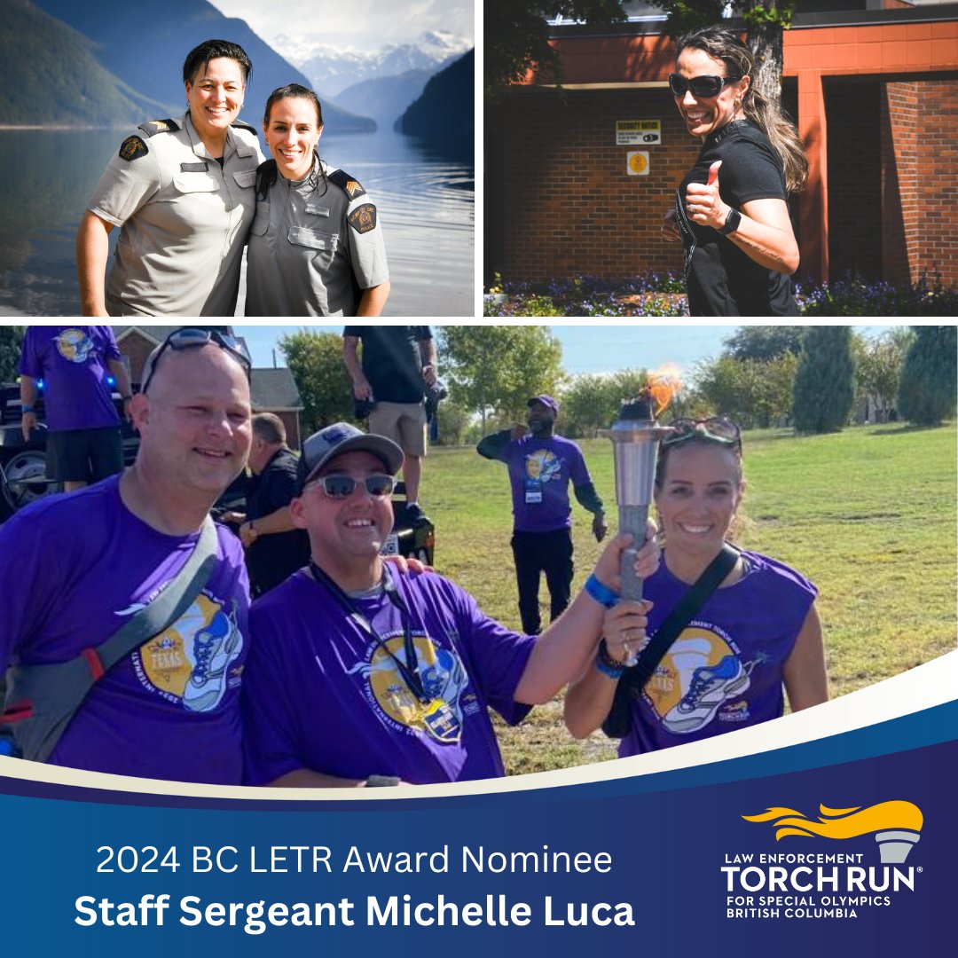 For over 7 years @RidgeRCMP Sgt. Michelle Luca has been a dedicated advocate of the LETR & @sobcsociety playing an integral role in the Polar Plunge & Torch Run👟Her leadership & commitment to achieving success for SOBC athletes is inspiring! ❤ Read more: specialolympics.ca/british-columb…