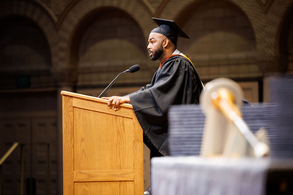 'Class of 2024! The world eagerly awaits the brilliance, creativity and commitment to the positive change you bring. Set the world ablaze with your passion, courage, and boundless potential.' - Omari Souza '09, Our 2024 Commencement Speaker 📸: Rustin McCann