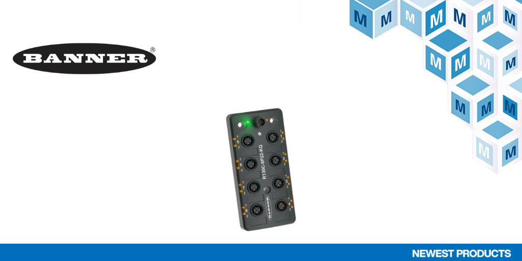 Mouser is now shipping the R130C discrete IO-Link hub from Banner Engineering, a compact, top-exit IO-Link hub that allows connections for up to 16 non-IO-Link devices into an IO-Link system for industrial automation, IoT & more. mou.sr/banner-r130c-i… @Bannersensors