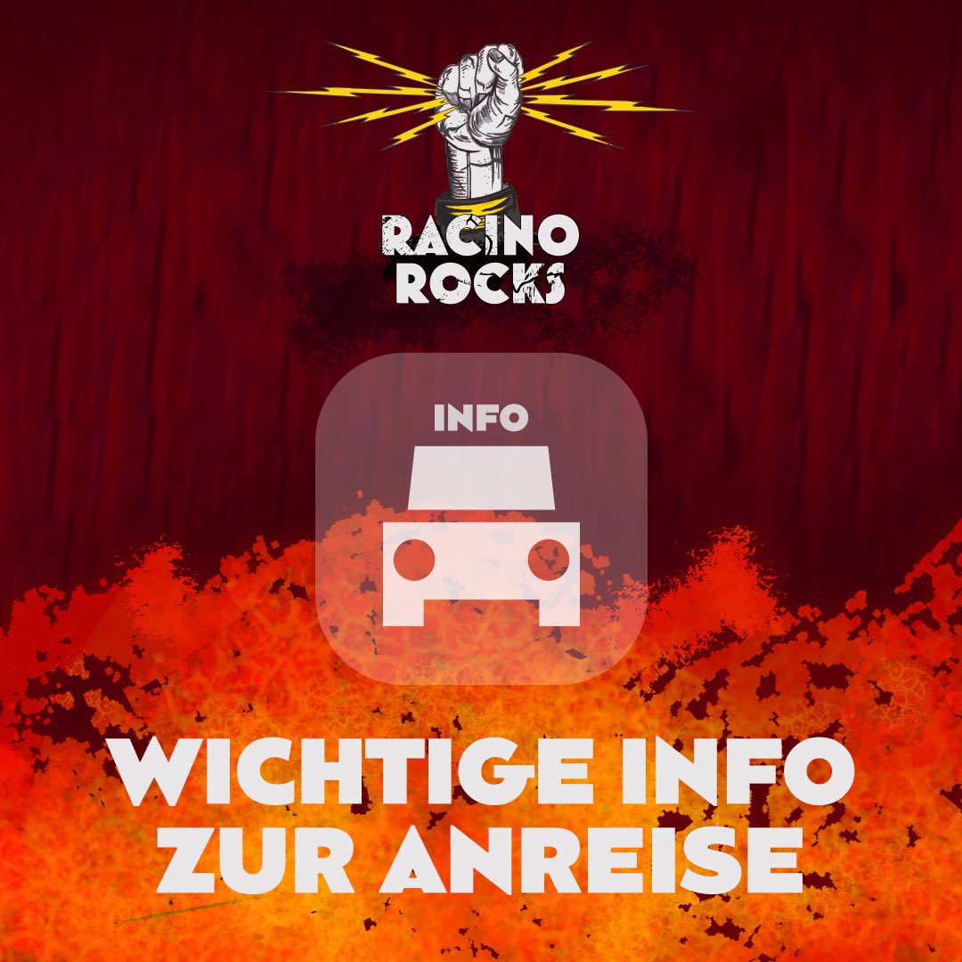 ANREISE
Planst du deine Anreise zum #RacinoRocks2024
In unseren FAQ findest du eine detaillierte Übersicht deiner Anreisemöglichkeiten: racino-music-summer.com/anfahrt/

#FestivalAnreise #FAQ #Metallica #FiveFingerDeathPunch #Unpeople #IceNineKills
