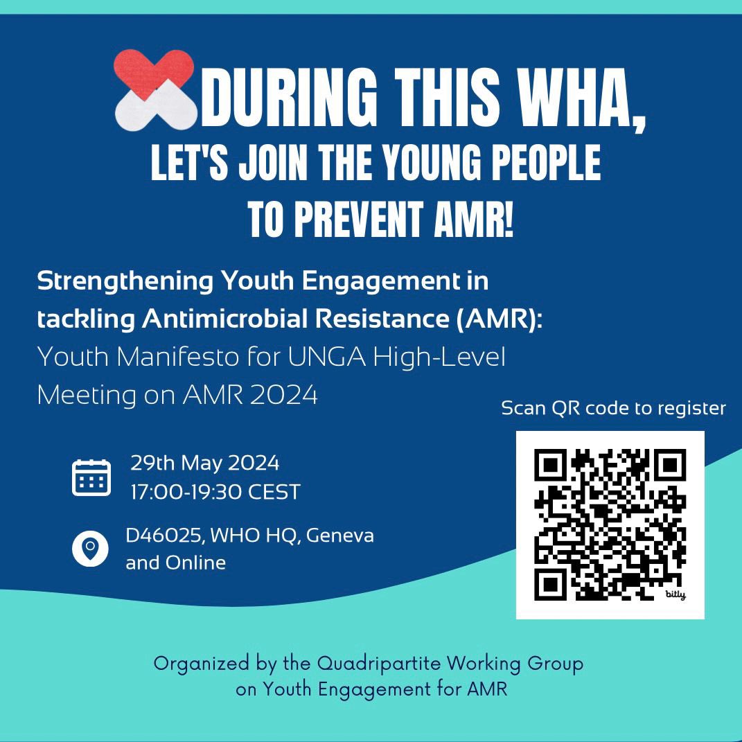 Youth engagement is intrinsic to global #AMR action Find out more about the youth manifesto for the UNGA High level meeting & join #youngpeople to prevent #AMR 🦠 💊 🦠 bit.ly/3QPJiDK