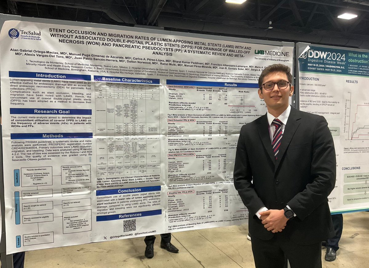 Sergio A. Sánchez-Luna, MD, DABOM (He/Him/His) (@sanchezlunamd) on Twitter photo So proud of my wonderful all-star mentee <a href="/OrtegaMaciasMD/">Alan G. Ortega-Macías, MD</a> from Tec de Monterrey for his great job during <a href="/DDWMeeting/">Digestive Disease Week</a> presenting his poster! 💥
Great job, Alan! Thank you to all our collaborators!
#DDW2024 So proud of my wonderful all-star mentee <a href="/OrtegaMaciasMD/">Alan G. Ortega-Macías, MD</a> from Tec de Monterrey for his great job during <a href="/DDWMeeting/">Digestive Disease Week</a> presenting his poster! 💥
Great job, Alan! Thank you to all our collaborators!
#DDW2024