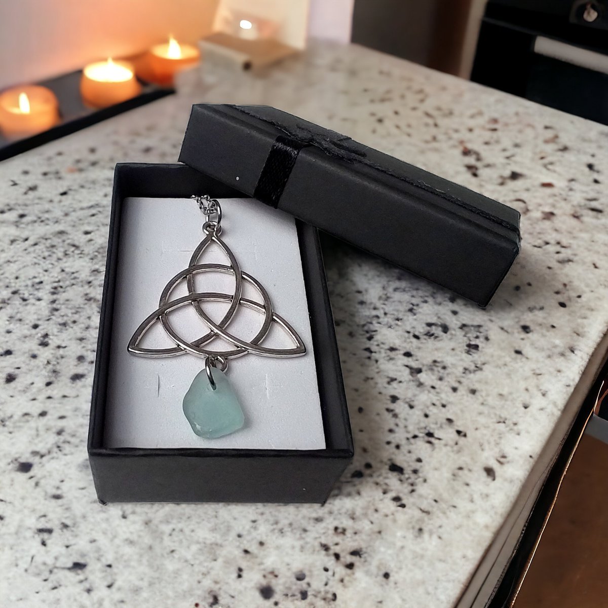 Beautifully dark sea glass necklace x🖤🌊 #jewellery #seaglass #gothic #giftsforher