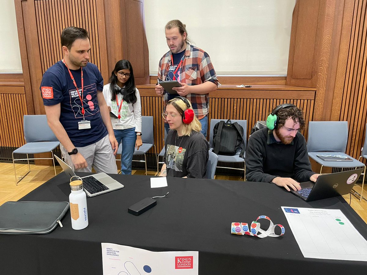 We had lots of fun today showing our demo of Super Mario Bros: The Turing Quest at @aiatkings with @ControJack, Stefan Roesch, and Michelle Nwachukwu. If you missed it, we will be presenting again on Saturday at kcl.ac.uk/events/kings-f…. Be sure to check it out!