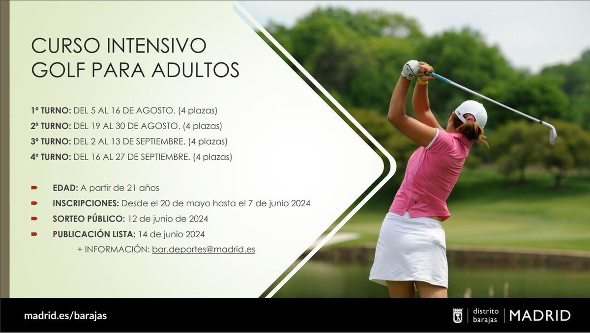 JMDBarajas's tweet photo. La @JMDBarajas organiza cursos intensivos de golf para adultos en @GolfOlivar, ¿te apuntas? 👇 https://t.co/lh9bNf4y4X