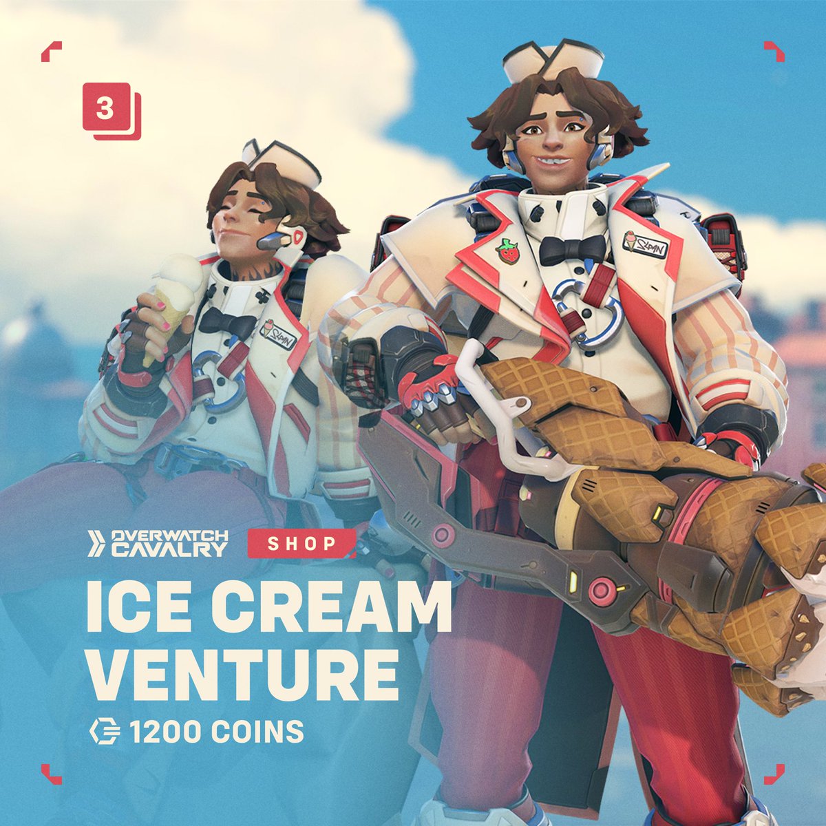 OWCavalry's tweet photo. New #Overwatch2 Featured Shop Bundle: Ice Cream Venture 🍦
 
🛒 Available in-game now for 1200 Overwatch Coins. https://t.co/399IfSnYRK