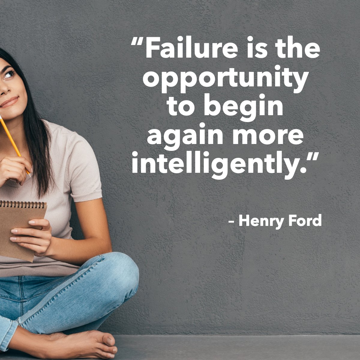 'Failure is the opportunity to begin again more intelligently.' ― Henry Ford Here's to new beginnings! 💪 What new opportunities are you taking on? Let us know in the comments! #failure #opportunity #inspirational #woman #thinkingwoman #henryford #quote