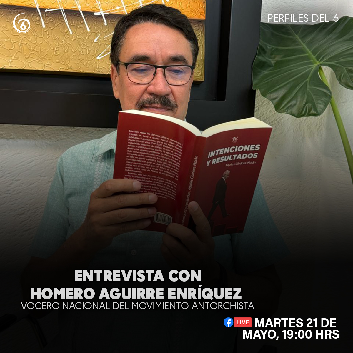 ¡Únete hoy en #PerfilesDel6! 🎥 No te pierdas la entrevista con <a href="/HomeroAE/">Homero Aguirre Enríquez</a>, vocero nacional del <a href="/AntorchaOficial/">Movimiento Antorchista Nacional</a>. 🗣️
¡Este martes, 21 de mayo a las 19 horas!
👉 Solo por #FacebookLive en #Canal6Tv. ¡Te esperamos!