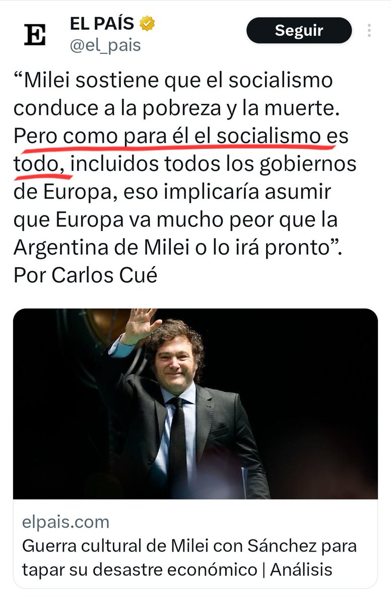 Los medios zurdos llorando porque Milei llama 'socialismo' a todo. No como ellos, que llaman fascista a mi madre por ver el Hormiguero.