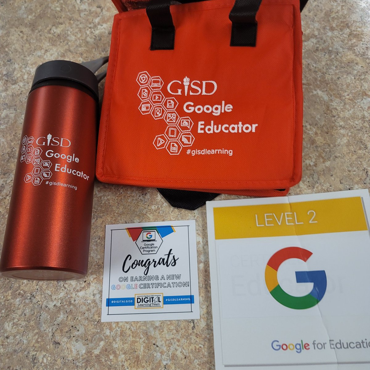 Got my Google Level 2 Educator goodies! Thanks @DigitalGISD for the support and helping me grow. @Luna_Lions @gisdnews @GoogleForEdu