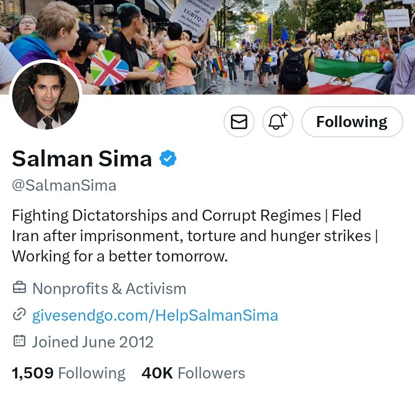 Congratulations @SalmanSima the legendary Iranian Canadian freedom fighter, on reaching 40,000 followers 🎉👏 We are proud to have you in Canada. A real Canadian patriot. A brave fighter for human rights. One day Iran will be free from the Islamic regime thanks to you and