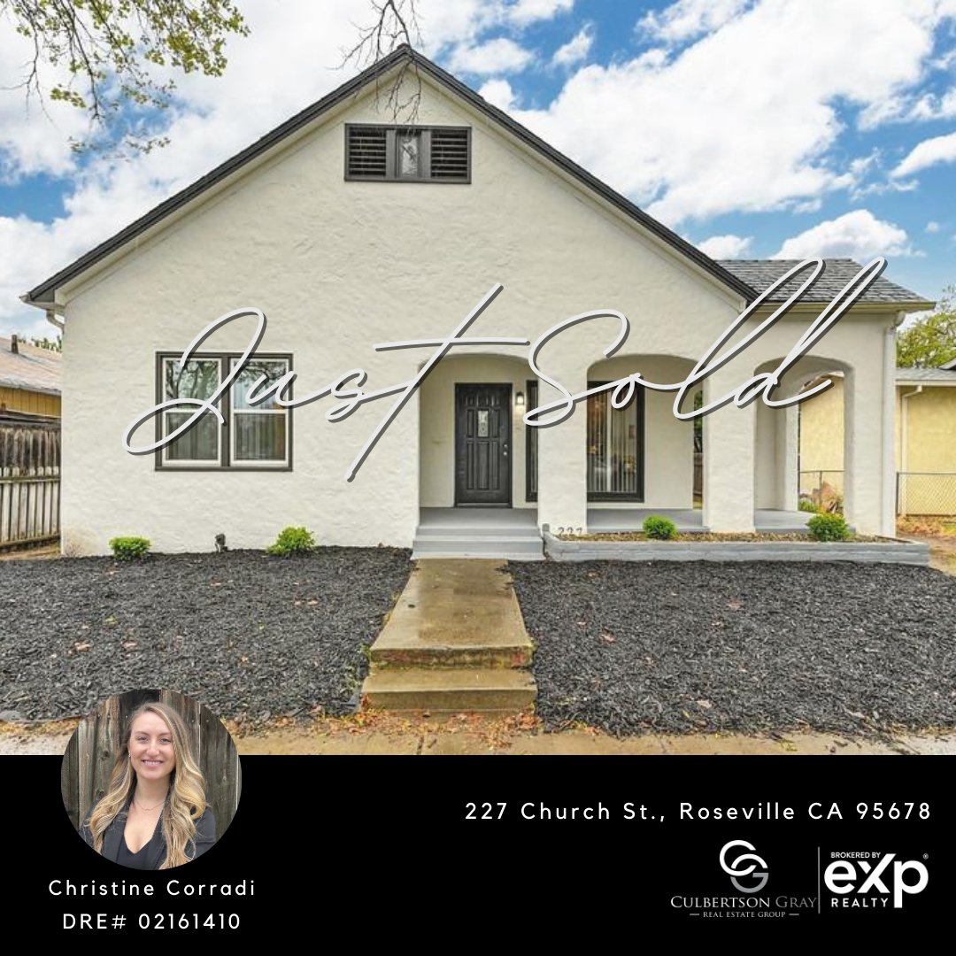 SOLD! Congratulations Christine Corradi and clients for closing on your new home in Roseville, CA. Home sweet home!

#culbertsonandgraygroup #culbertsonandgray #realtor #realestate #justsold #sold #brokeredbyeXprealty #exprealtyproud #expproud