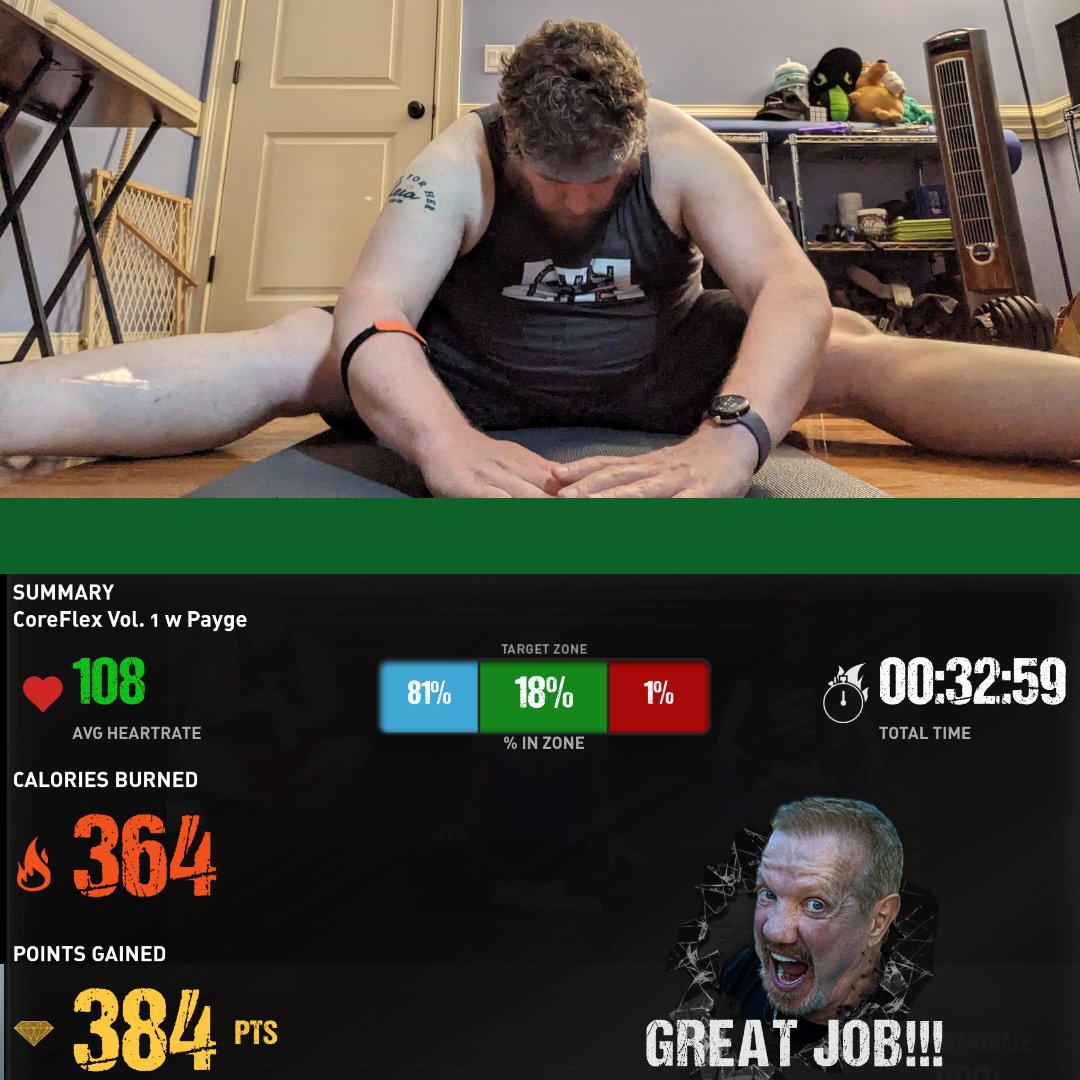 Wanted to focus on flexibility and core with today's @ddpyoga workout so I pulled up one of @paygemcmahon CoreFlex series. If you're trying to turn your flabs to abs, you can't go wrong doing this workout.

#ddpyworks #fitness #fat2fit #corestrength #flexibility