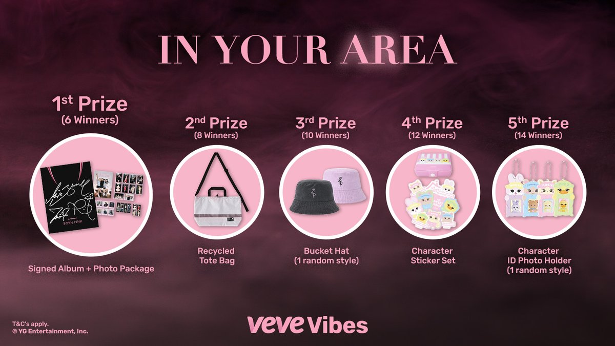 Be into win 1 of 50 BLACKPINK Prizes with our In Your ARea giveaway! Prize pool includes 6 x signed Born Pink albums, BLACKPINK tote bags, bucket hats & more! To enter: 1. Create an AR photo or video with any BLACKPINK digital collectibles OR feature them in some digital art;