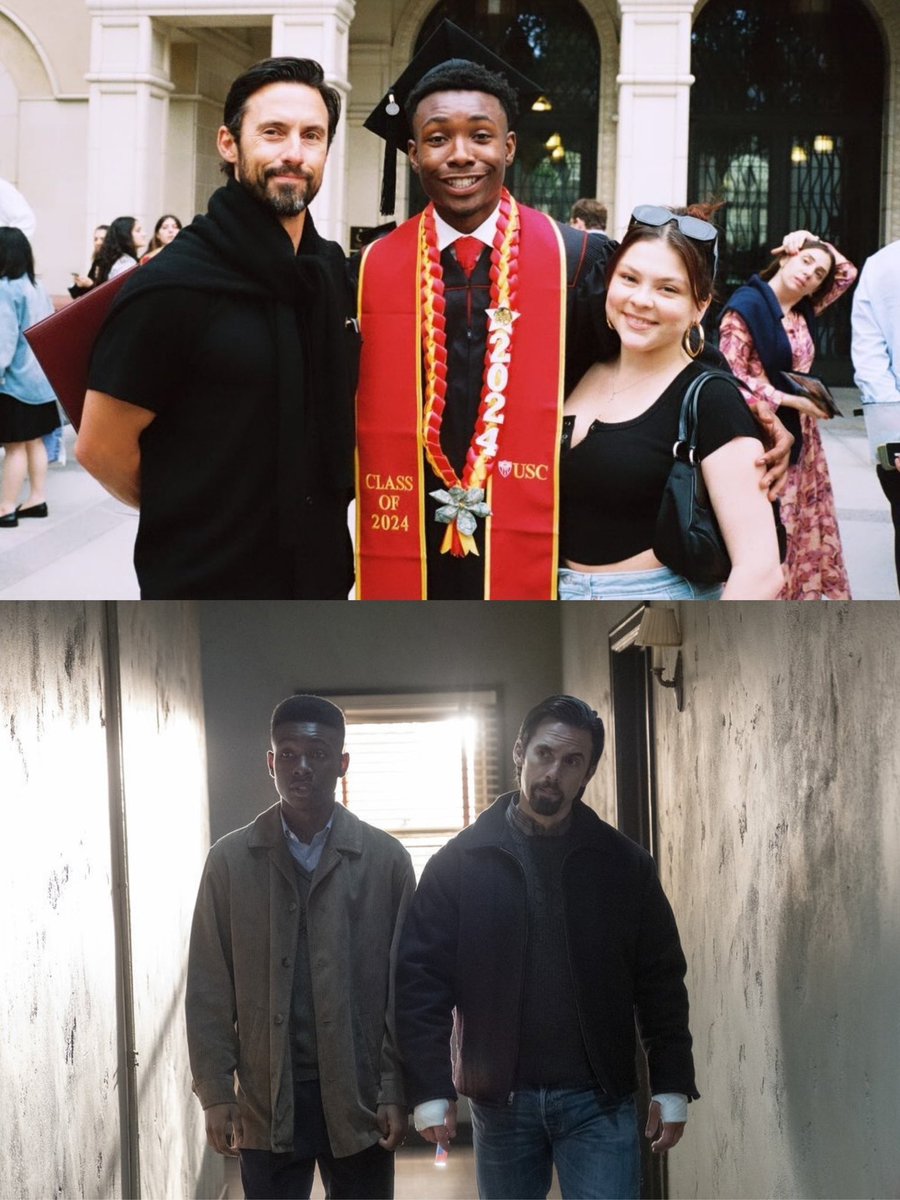 Milo Ventimiglia at Niles Fitch’s graduation ceremony.

The pair played father and son in ‘THIS IS US.’