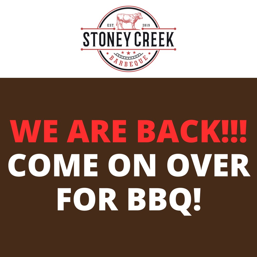 We are back open! Come on over for our delicious BBQ! #StoneyCreek #StoneyCreekBBQ #StoneyCreekBarBeQue #Stoney #Creek #BBQ #Porterville