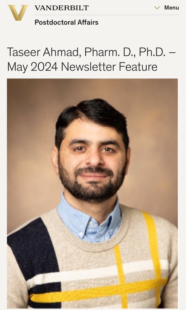 My journey from a village in Pakistan to @VUMCClinPharm, Nashville, TN, USA. Plz click the link 👇
Thank you @VandyOPA for publishing my Bio write-up in Newsletter May, 2024 😇@VandyPostdoc 
Always grateful to my mentor and PI @annetkiraboc1 
vanderbilt.edu/postdoc/about/…