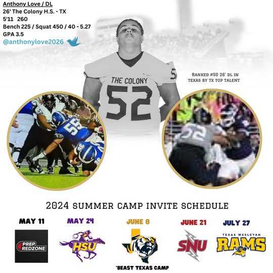 Excited to start the summer off! I will be at HSU on Friday, May 24th. @CoachGGlynn @HSUCowboys @TCougarfootball @coach_love2020