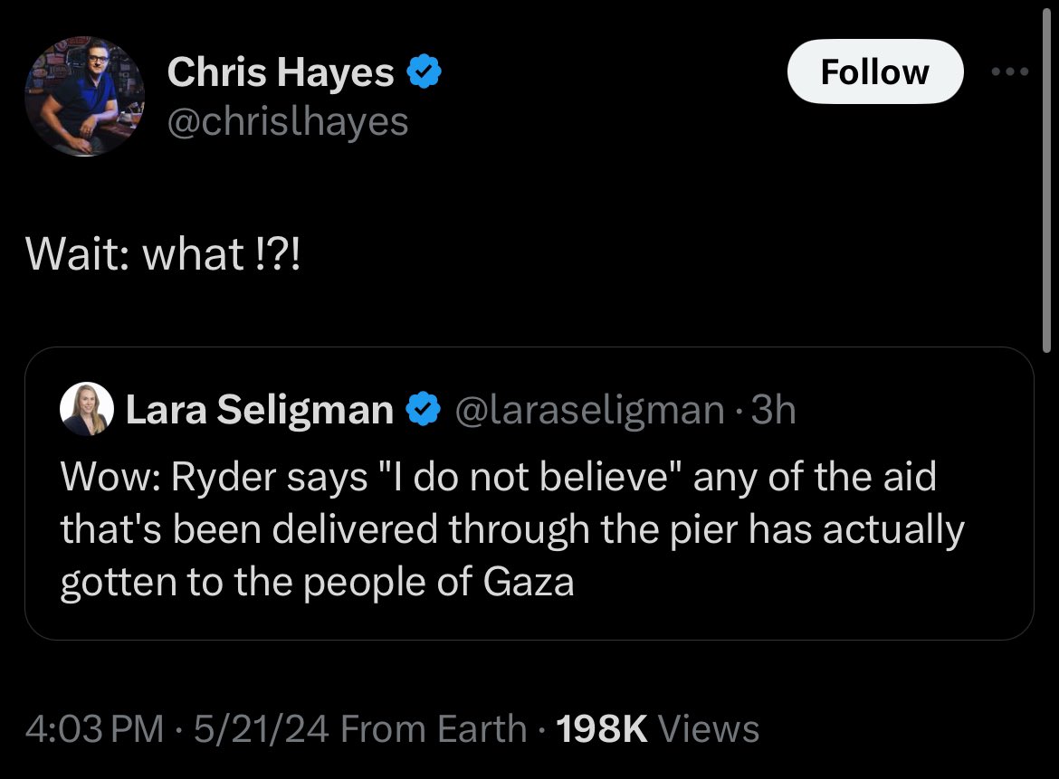 Chris Hayes was today years old when he found out that Hamas doesn’t actually care about the wellbeing of the Palestinian people

MSNBC only hires the best