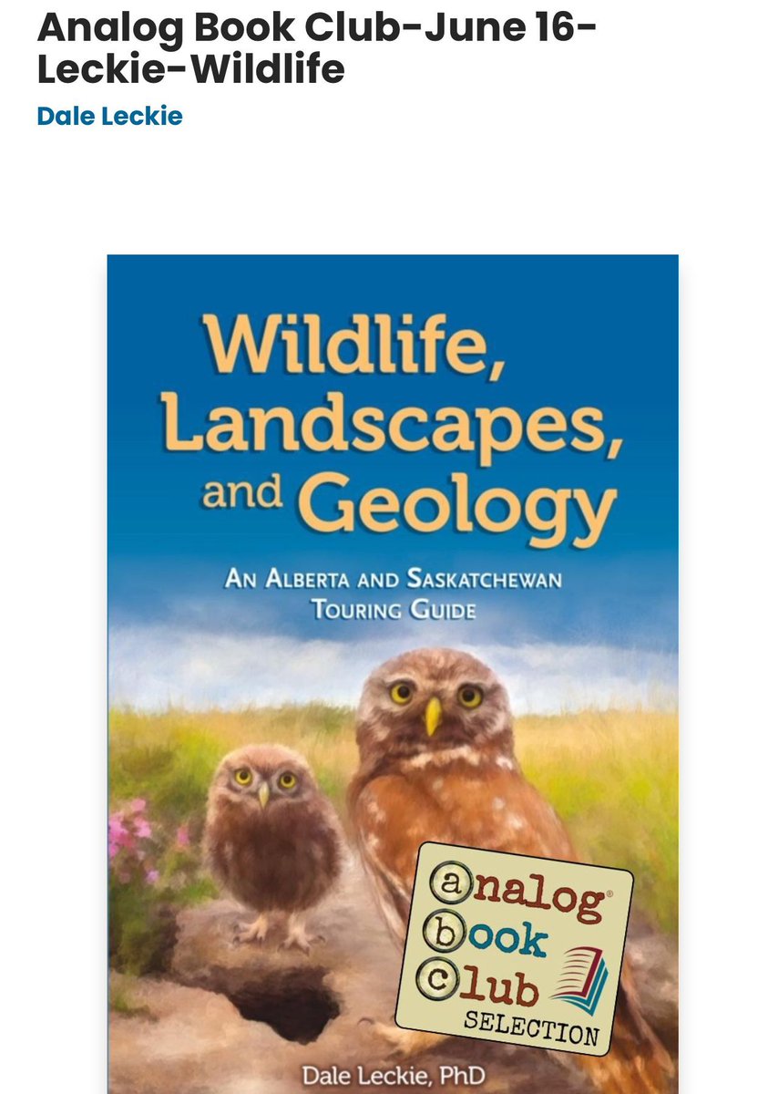Analog Books in Lethbridge is kicking off their new Analog Book Club with a reading of “Wildlife, Landscapes, and Geology: An Alberta and Saskatchewan Touring Guide”. I am chuffed! brokenpoplars.ca