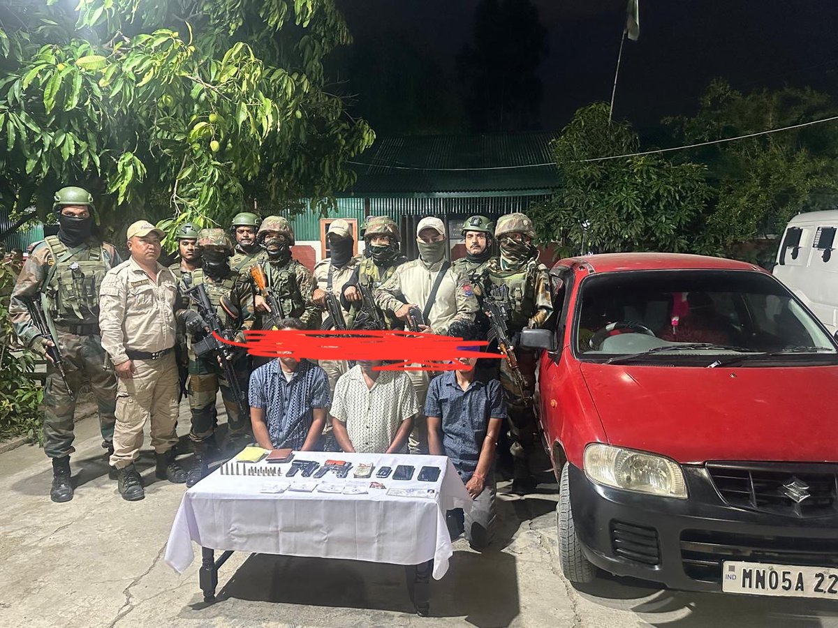 On 21.05.2024 Security Force arrested 03 (three) Cadres of proscribed outfit KCP (Taibanganba) from Khongjom area. They are identified as:  

i.Konjengbam Akash @Pari Meitei (33 yrs), 
ii.Nongthombam Amujao Singh (25 yrs) and 
iii.Amom Somendro @Kaleipung Meitei (28) 
      From