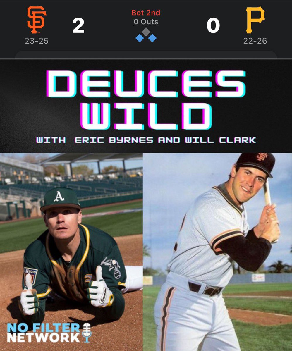 Hopefully the boys keep this lead—Watch the ending of the Giants game with @byrnes22 and @WillClark22 in another episode of DEUCES WILD, live at 6pm PST only on No Filter Network: nofilter.net/link/B3Rn6SVt4…