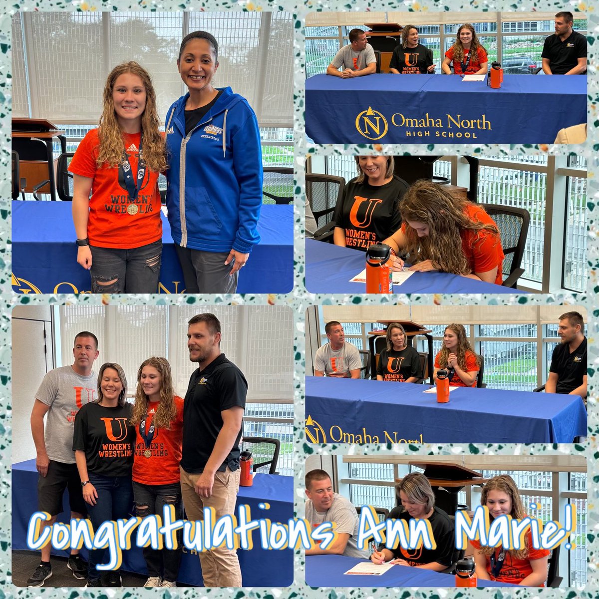 Congratulations to Ann Marie for signing her letter of intent to wrestle at the University of North Dakota Jamestown! #place2be 💙💛💙💛