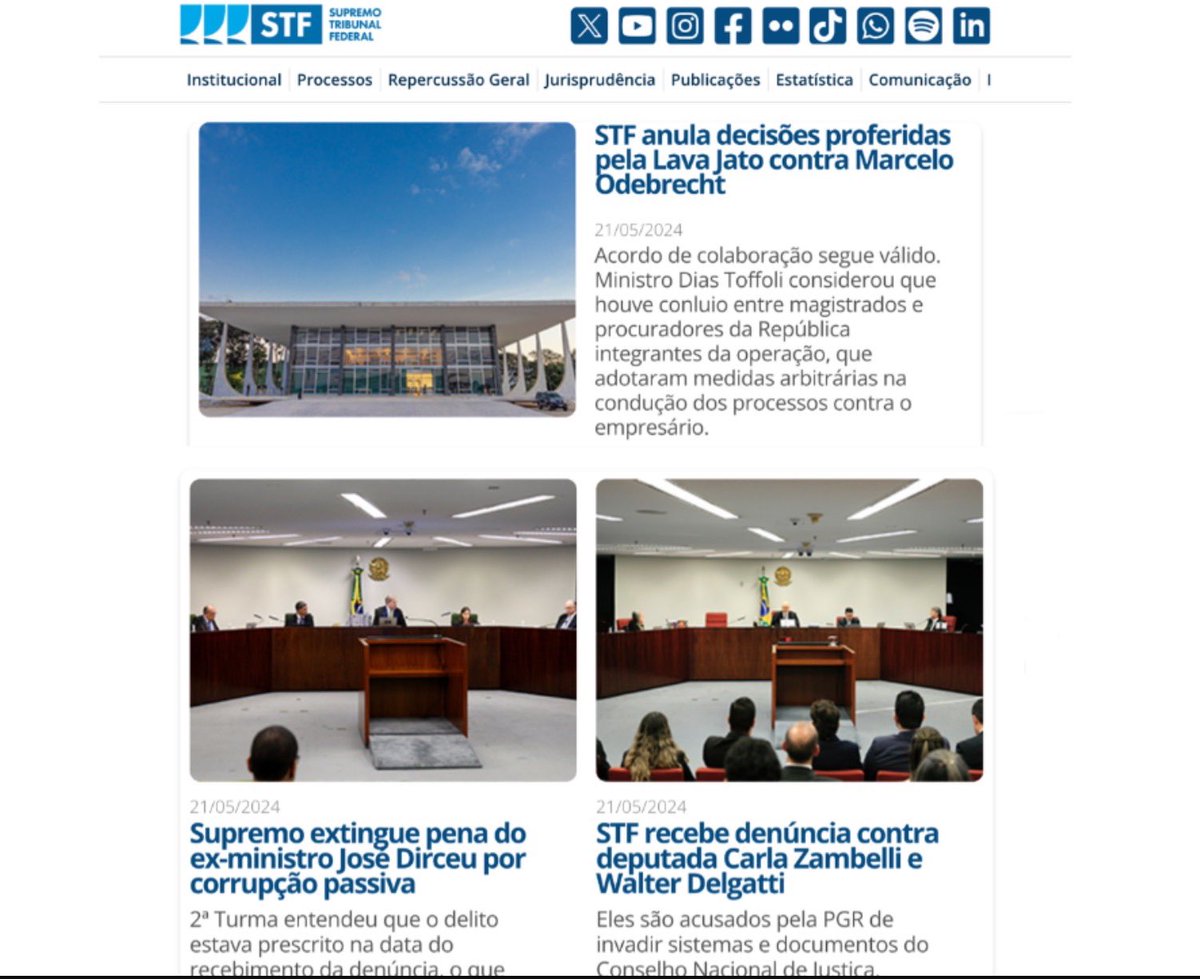 A home do site do STF nesse momento. Um dia… movimentado.