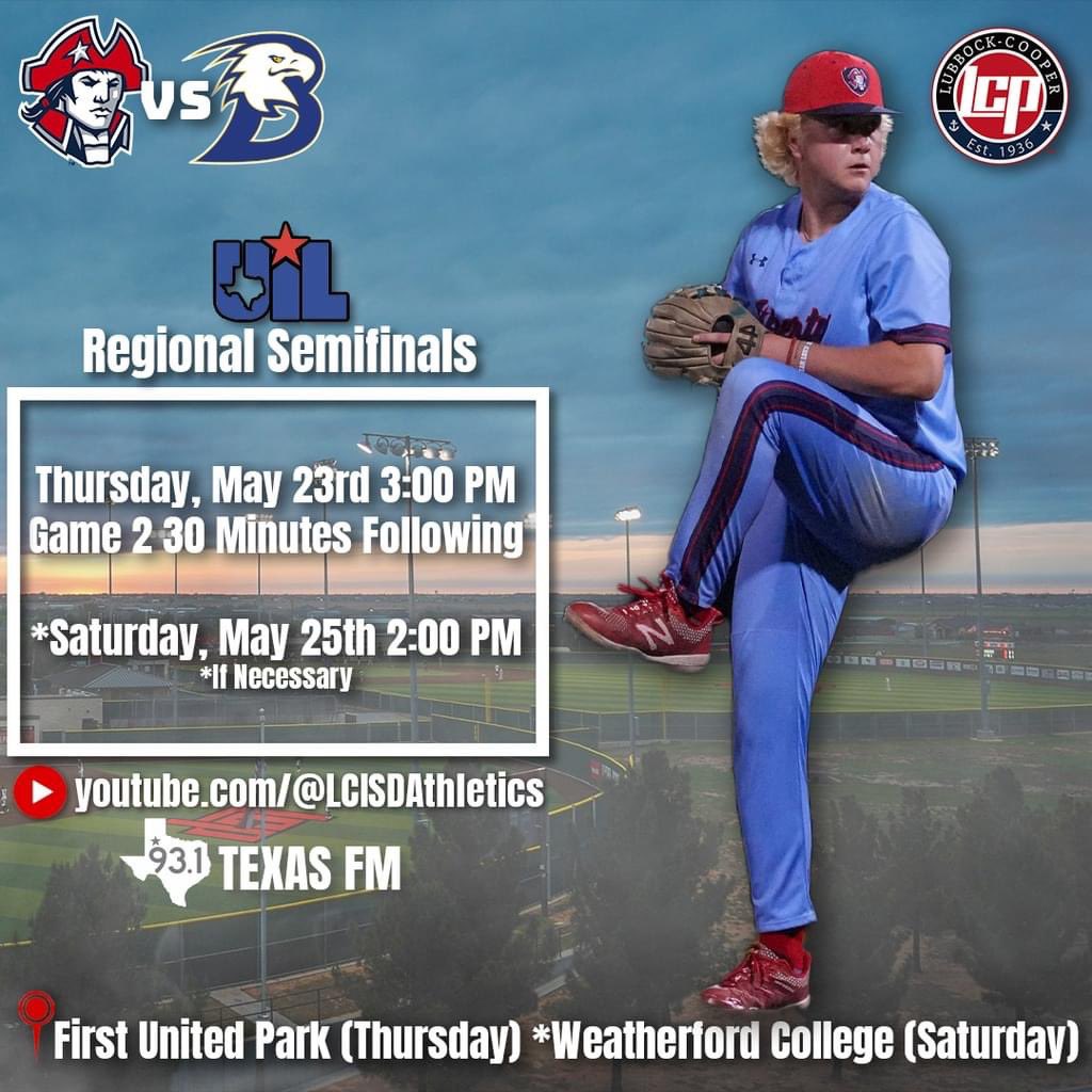 The Patriots will face Brock in the Regional Semifinals on Thursday at First United Park! See the graphic for details. Purchase tickets at vancoevents.com/us/43082!