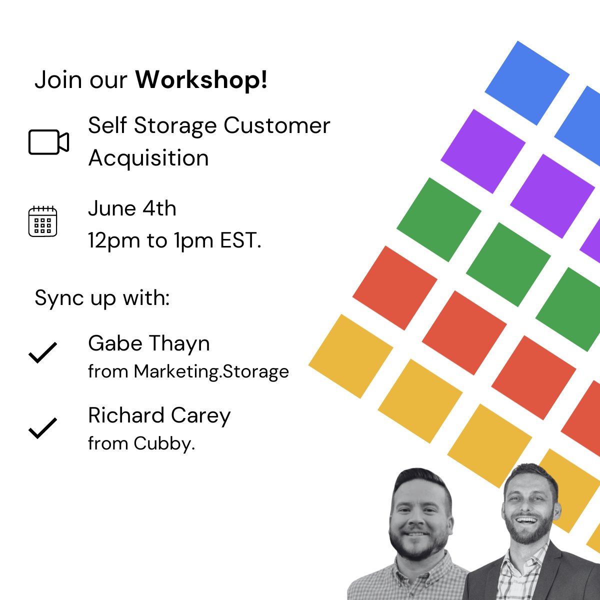 CubbyStorage's tweet image. 🚀 Elevate your self-storage business with our upcoming workshop on June 4th! 
Don’t miss out, book your spot here: hubs.ly/Q02y1MdK0 💻 📊#MarketingWorkshop #BoostYourBusiness #SelfStorageMarketing