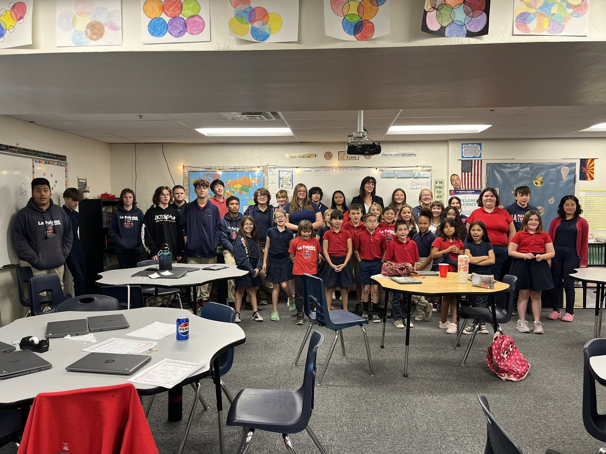 Today, I was the guest speaker at the “La Paloma Academy” school of Marana LD17, grades K-8. I loved meeting with my youngest constituents who asked me to write bills for better lunches, ending homelessness & banning homework! These kids are paying attention! #Wadsack4Arizona