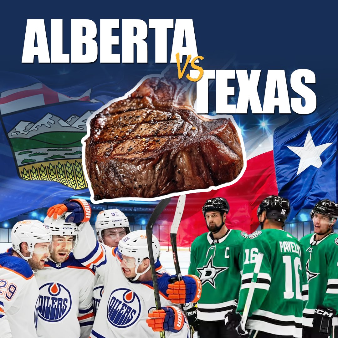 ABDanielleSmith's tweet photo. The Edmonton Oilers are facing off against the Dallas Stars soon! It seems only fitting that I challenge my counterpart Governor @GregAbbott_TX to a bet. 

When the Oilers beat the Stars, you must eat the world’s best steak, an Alberta rib steak, on video and comment on just how amazing it is. 

If the Stars win, which is highly unlikely, I will do the same.