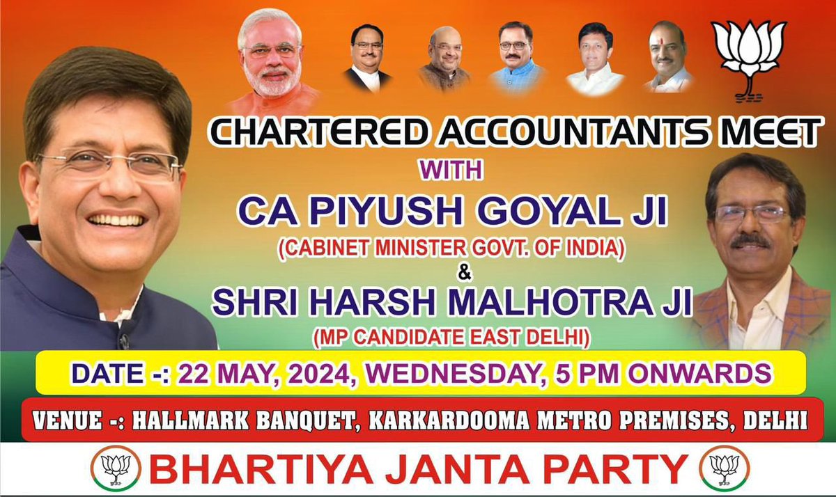 FCA_Santosh's tweet photo. CA friends let’s meet at Mega event of CA get together on Wednesday, 22nd May, 5 pm onwards in Karkardooma, East Delhi.. 

#cameet #networking #icai 
@harshmalhotrabjp @piyushgoyalofficial  @PiyushGoyal  @PiyushGoyalOffc https://t.co/GybxK9Qh0n