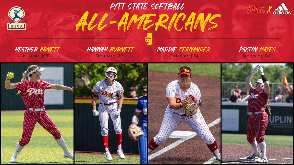 🚨ALL-AMERICANS🚨

FOUR Gorillas earn NFCA All-America honors today.

Pitt State is one of just three teams IN THE NATION to have four All-Americans this spring 🦍🥎💪

<a href="/Gorilla_SFB/">Pitt State Softball 🥎</a>|<a href="/pittstate/">Pittsburg State</a>