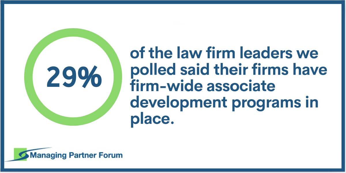 Does your firm have a formal associate development program in place? 29% of the law firm leaders we polled during our webinar on associate retention said their firms do. Find more polling results &amp; access the full webinar here: managingpartnerforum.org/index.cfm/webi…
#ManagingPartners #LawFirms