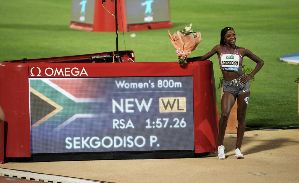 South Africa's Prudence Sekgodiso's has won the Women's 800m race at the Wanda Diamond League in Marrakesh.