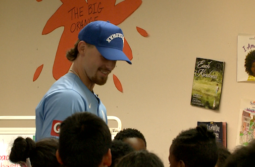 Bobby Witt Jr. visiting with kids today at Ingles Elementary. <a href="/ReganPorterTV/">Regan Porter Fox4 KC</a> caught up with BWJ .. hear from him on <a href="/fox4kc/">FOX4 News Kansas City</a> later today. #Royals
