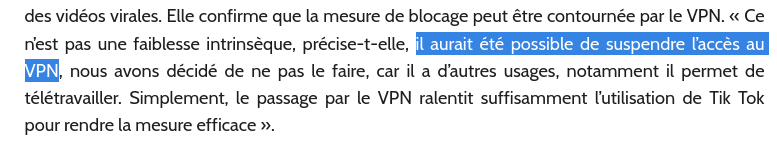 Aurait-on échappé à un autre précédent pire que le blocage de TikTok : celui des VPN... ? Aucun mécanisme de censure administrative "légale" ne le permet à ce jour, sauf erreur. Bluff du gouvernement, ou extension "alégale" du domaine de la censure ?
x.com/ActuJuridiqueF…