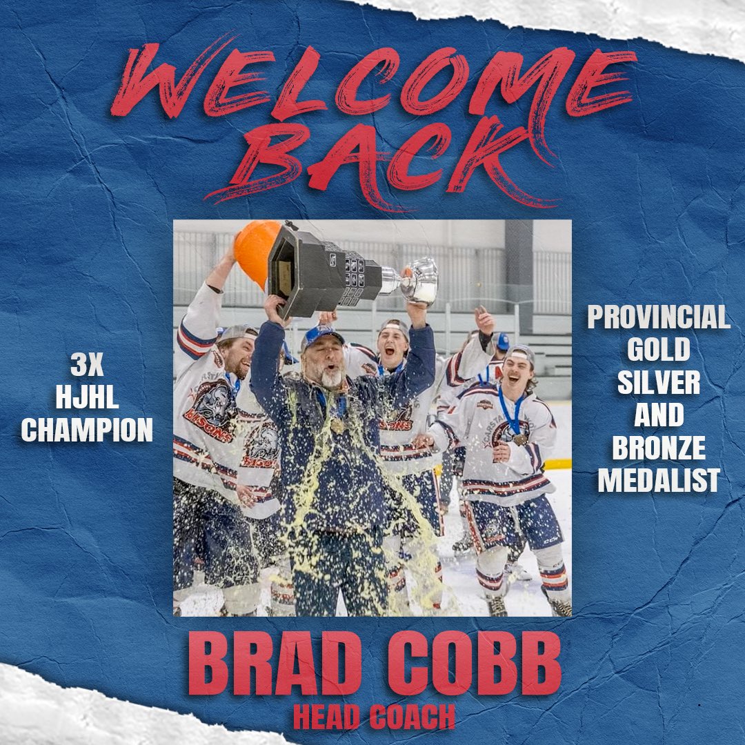 OkotoksBisons's tweet photo. HE’S BACK!!!! 3x League champion, Provincial Gold, Silver and Bronze Medalist Brad Cobb is back for another season at the helm of your Carstar Okotoks Bisons! #FEARTHEHERD #ONEBIGBISON https://t.co/lm1U45hxM7