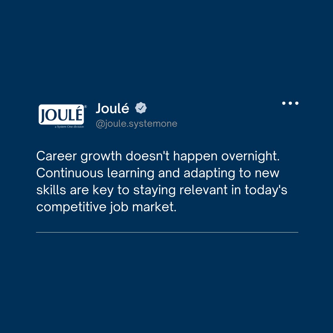 Embrace the journey! 🌟 Remember, career growth isn't a sprint; it's a marathon. In today's fast-paced job market, continuous learning and adapting to new skills are the keys to staying ahead. 

#JouleAllDay #careergrowth #continuouslearning #stayrelevant