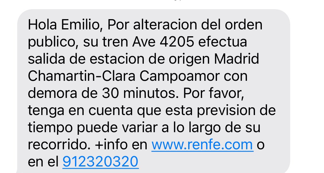 EmilioGuillin's tweet photo. @Renfe @Inforenfe @Adif_es @InfoAdif  ¿Alteración del orden público? ¿Qué ha sucedido? https://t.co/j8GBmo5Cw0