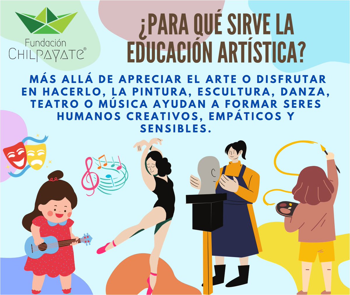 Cuando a nuestros #Chilpayates💚 desde pequeños les enseñamos del arte👩‍🎤🎷🎼🎭🎨🩰 esto les ayuda a ser interactivos socialmente🤝🏻 y con la facultad de transformar su entorno🌎.
#TipsChilpayates 😉💚