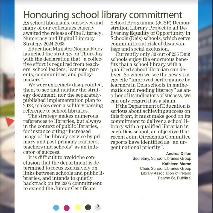 School Libraries Group, LAI (@slg_lai) on Twitter photo Oireachtas Committee on Educ makes v strong recommendations on school library development in recent reports. <a href="/Education_Ire/">Department of Education and Youth</a> new 10-year Literacy Strategy totally ignores this & contains zero refs to school libraries. Unbelieveable
Read the Strategy here👉gov.ie/en/publication… Oireachtas Committee on Educ makes v strong recommendations on school library development in recent reports. <a href="/Education_Ire/">Department of Education and Youth</a> new 10-year Literacy Strategy totally ignores this & contains zero refs to school libraries. Unbelieveable
Read the Strategy here👉gov.ie/en/publication…