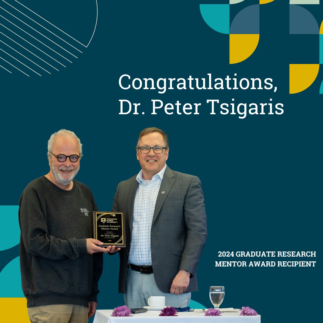 📣 Congratulations, Dr. Peter Tsigaris, on the leadership and support you have provided your grad students. This award recognizes demonstrated excellence in mentoring graduate student researchers. #TRUresearch #myTRU @TRUGaglardi